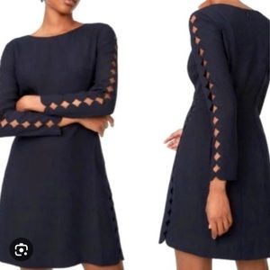 Club Monaco Scallop Navy Dress with sleeve cut outs